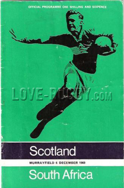 1969 Scotland v South Africa  Rugby Programme